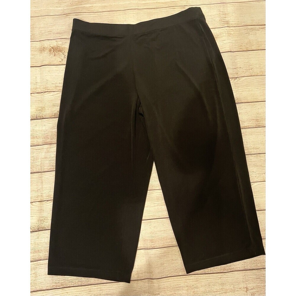 Susan Graver Essentials QVC Black Pull-On Straight Leg Pants Size Large Petite